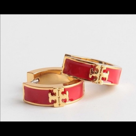 Red loop earrings - Picture 4 of 4